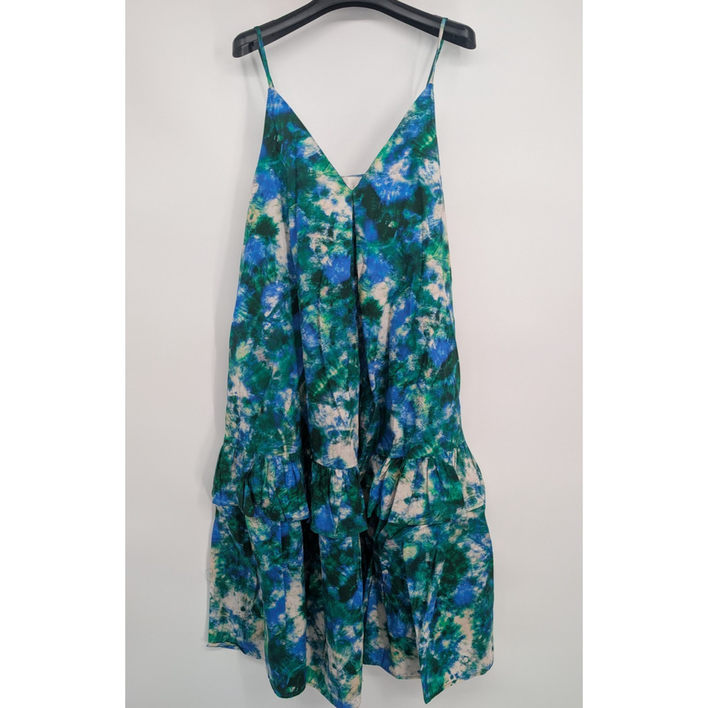 NWT Anthropologie Corey Lynn Calter V-Neck Ruffle Midi Dress Sz XS Blue #7C455 - Picture 2 of 7